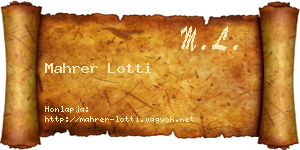 Mahrer Lotti névjegykártya